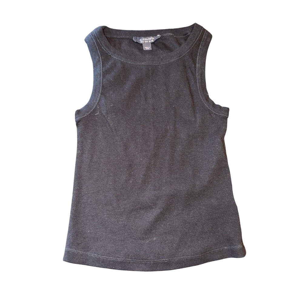 ALLSAINTS Black Ribbed Racerback Tank Top Womens Size US 4 EU‎ 36